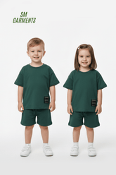 Kids Plain Tee & Shorts Loungewear Set - Smgarment's